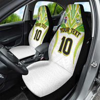 Custom Cook Islands Rugby Car Seat Cover Tatau Art Sport Style White Color LT03 - Polynesian Pride