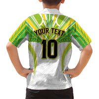 Custom Cook Islands Rugby Family Matching Off Shoulder Short Dress and Hawaiian Shirt Tatau Art Sport Style White Color