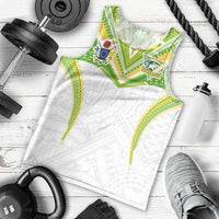 Custom Cook Islands Rugby Men Tank Top Tatau Art Sport Style White Color