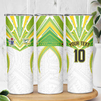 Custom Cook Islands Rugby Skinny Tumbler Tatau Art Sport Style White Color