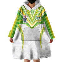 Custom Cook Islands Rugby Wearable Blanket Hoodie Tatau Art Sport Style White Color