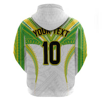 Custom Cook Islands Rugby Zip Hoodie Tatau Art Sport Style White Color