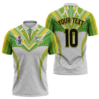 Custom Cook Islands Rugby Zipper Polo Shirt Tatau Art Sport Style White Color