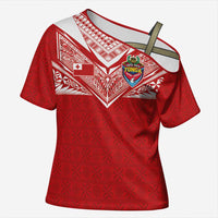 Custom Tonga Rugby Cross Shoulder Shirt Ngatu Motifs and Pacific Patterns