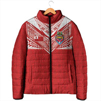 Custom Tonga Rugby Padded Jacket Ngatu Motifs and Pacific Patterns