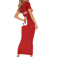 Custom Tonga Rugby Short Sleeve Bodycon Dress Ngatu Motifs and Pacific Patterns