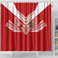 Tonga Rugby Shower Curtain Ngatu Motifs and Pacific Patterns