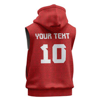 Custom Tonga Rugby Sleeveless Hoodie Ngatu Motifs and Pacific Patterns