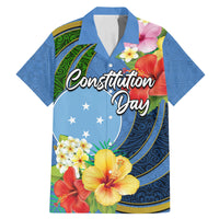 Micronesia Constitution Day Family Matching Mermaid Dress and Hawaiian Shirt Hibiscus and Tapa Tribal Pattern LT03 Dad's Shirt - Short Sleeve Blue - Polynesian Pride