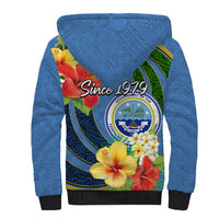 Micronesia Constitution Day Sherpa Hoodie Hibiscus and Tapa Tribal Pattern LT03 - Polynesian Pride