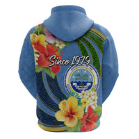 Micronesia Constitution Day Zip Hoodie Hibiscus and Tapa Tribal Pattern LT03 - Polynesian Pride
