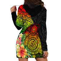 Polynesia Victory Day Hoodie Dress Tribal Turtle and Hibiscus LT03 - Polynesian Pride