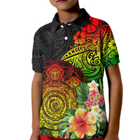 Polynesia Victory Day Kid Polo Shirt Tribal Turtle and Hibiscus LT03 Kid Reggae - Polynesian Pride