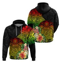 Polynesia Victory Day Zip Hoodie Tribal Turtle and Hibiscus LT03 - Polynesian Pride