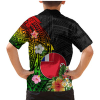 Wallis and Futuna Victory Day Family Matching Mermaid Dress and Hawaiian Shirt Tribal Polynesian Tattoo and Hibiscus Flower LT03 - Polynesian Pride