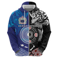 Samoa and Aotearoa Together Hoodie Tatau Art Tattoos-Taniko and Maori with Fern