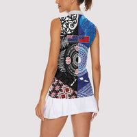 Samoa and Aotearoa Together Women Sleeveless Polo Shirt Tatau Art Tattoos-Taniko and Maori with Fern