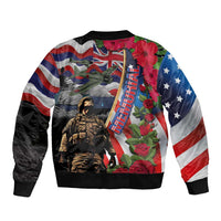 Hawaii and United States Memorial Day Bomber Jacket Honor and Remember The Fallen