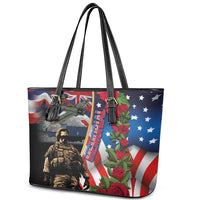 Hawaii and United States Memorial Day Leather Tote Bag Honor and Remember The Fallen