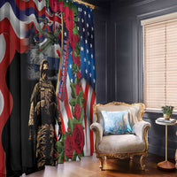 Hawaii and United States Memorial Day Window Curtain Honor and Remember The Fallen