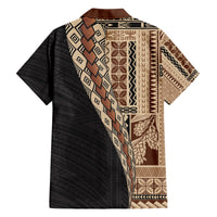 Samoa Siapo Motif Half Style Hawaiian Shirt Brown Version