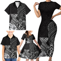 Guam Latte Stone Chamorro Culture Family Matching Short Sleeve Bodycon Dress and Hawaiian Shirt Tapa Pattern
