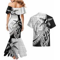 Guam Fish Hook and Palm Tree Couples Matching Mermaid Dress and Hawaiian Shirt Polynesian Pattern Half Style LT03 - Polynesian Pride