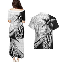Guam Fish Hook and Palm Tree Couples Matching Puletasi and Hawaiian Shirt Polynesian Pattern Half Style LT03 - Polynesian Pride