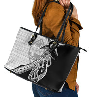 Guam Fish Hook and Palm Tree Leather Tote Bag Polynesian Pattern Half Style