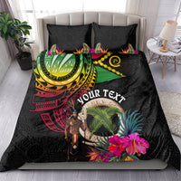 Personalised Vanuatu 44th Anniversary Bedding Set Boars Tusk and Melanesian Warrior Indipendens Dei LT03 - Polynesian Pride