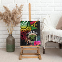 Personalised Vanuatu 44th Anniversary Canvas Wall Art Boars Tusk and Melanesian Warrior Indipendens Dei