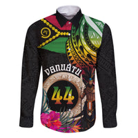 Personalised Vanuatu 44th Anniversary Family Matching Tank Maxi Dress and Hawaiian Shirt Boars Tusk and Melanesian Warrior Indipendens Dei