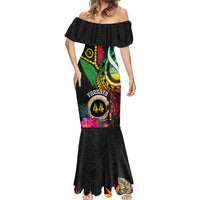 Personalised Vanuatu 44th Anniversary Mermaid Dress Boars Tusk and Melanesian Warrior Indipendens Dei LT03 - Polynesian Pride