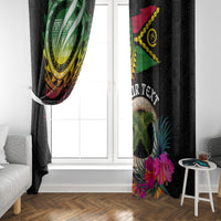Personalised Vanuatu 44th Anniversary Window Curtain Boars Tusk and Melanesian Warrior Indipendens Dei