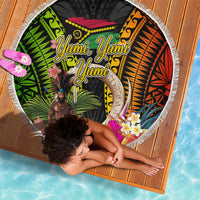 Vanuatu Independence Day Beach Blanket Boars Tusk and Melanesian Warrior Indipendens Dei