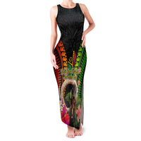 Vanuatu Independence Day Family Matching Tank Maxi Dress and Hawaiian Shirt Boars Tusk and Melanesian Warrior Indipendens Dei