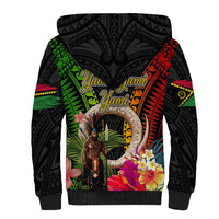 Vanuatu Independence Day Sherpa Hoodie Boars Tusk and Melanesian Warrior Indipendens Dei LT03 - Polynesian Pride