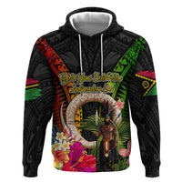 Vanuatu Independence Day Zip Hoodie Boars Tusk and Melanesian Warrior Indipendens Dei