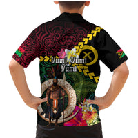 Vanuatu Indipendens Dei Family Matching Mermaid Dress and Hawaiian Shirt Boars Tusk and Melanesian Warrior Hibiscus