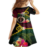 Vanuatu Indipendens Dei Family Matching Tank Maxi Dress and Hawaiian Shirt Boars Tusk and Melanesian Warrior Hibiscus