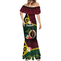 Vanuatu Indipendens Dei Mermaid Dress Boars Tusk and Melanesian Warrior Hibiscus LT03 - Polynesian Pride