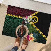 Vanuatu Indipendens Dei Rubber Doormat Boars Tusk and Melanesian Warrior Hibiscus LT03 - Polynesian Pride