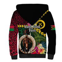 Vanuatu Indipendens Dei Sherpa Hoodie Boars Tusk and Melanesian Warrior Hibiscus LT03 - Polynesian Pride