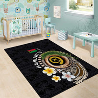 Vanuatu Independence Day Area Rug Melanesian Tribal Pig Tusk with Tropical Plants