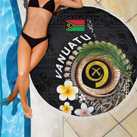 Vanuatu Independence Day Beach Blanket Melanesian Tribal Pig Tusk with Tropical Plants
