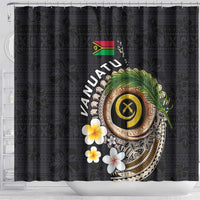 Vanuatu Independence Day Shower Curtain Melanesian Tribal Pig Tusk with Tropical Plants