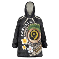 Vanuatu Independence Day Wearable Blanket Hoodie Melanesian Tribal Pig Tusk with Tropical Plants