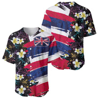Hawaiian Flag Day Baseball Jersey Tropical Flowers and Leaves LT03 - Polynesian Pride
