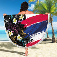 Hawaiian Flag Day Beach Blanket Tropical Flowers and Leaves