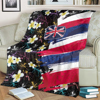 Hawaiian Flag Day Blanket Tropical Flowers and Leaves